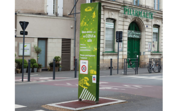 Lacroix Campus mini totem for pedestrian zones, schools and town centres